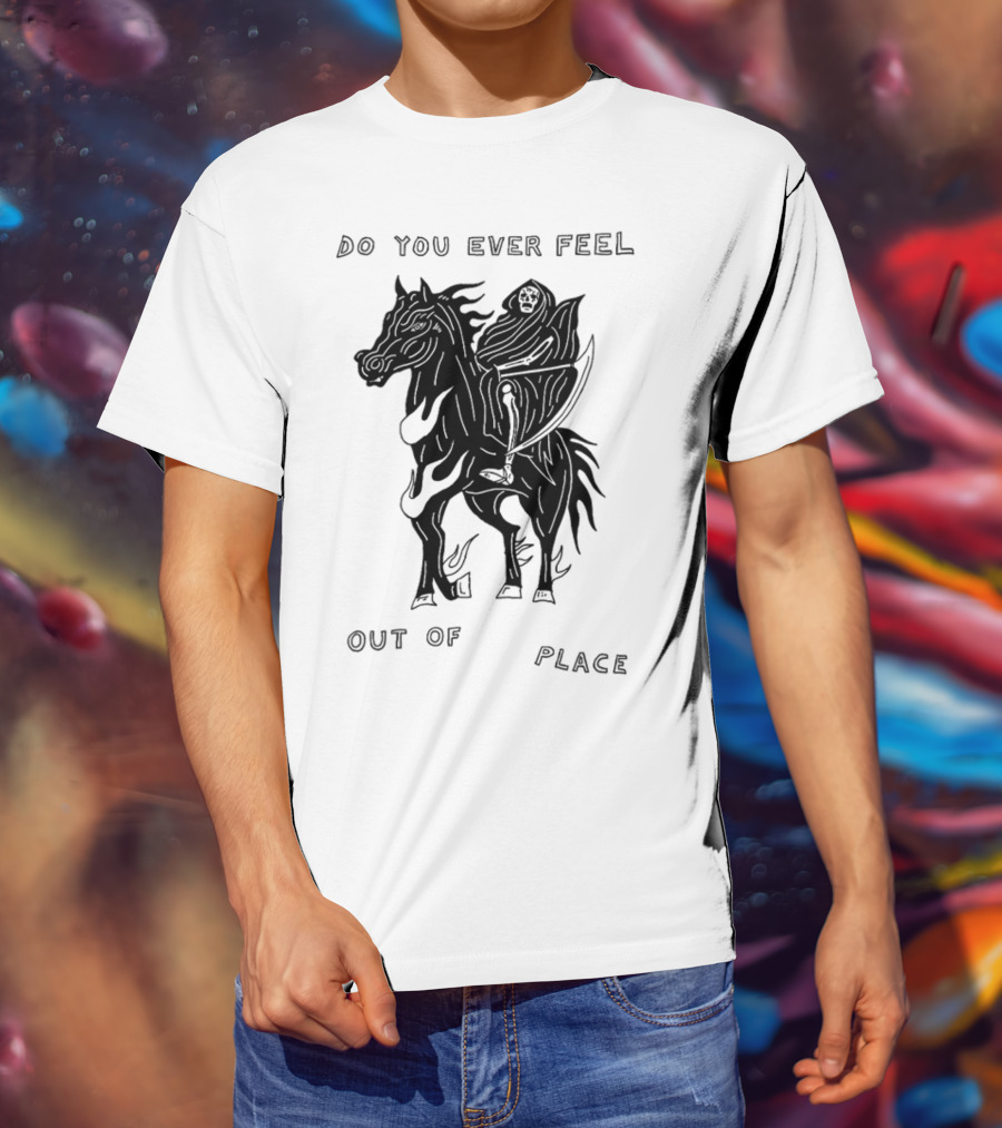 Heavyslime Do You Ever Feel Out Of Place Grim Reaper On Horse With Scythe T-Shirt