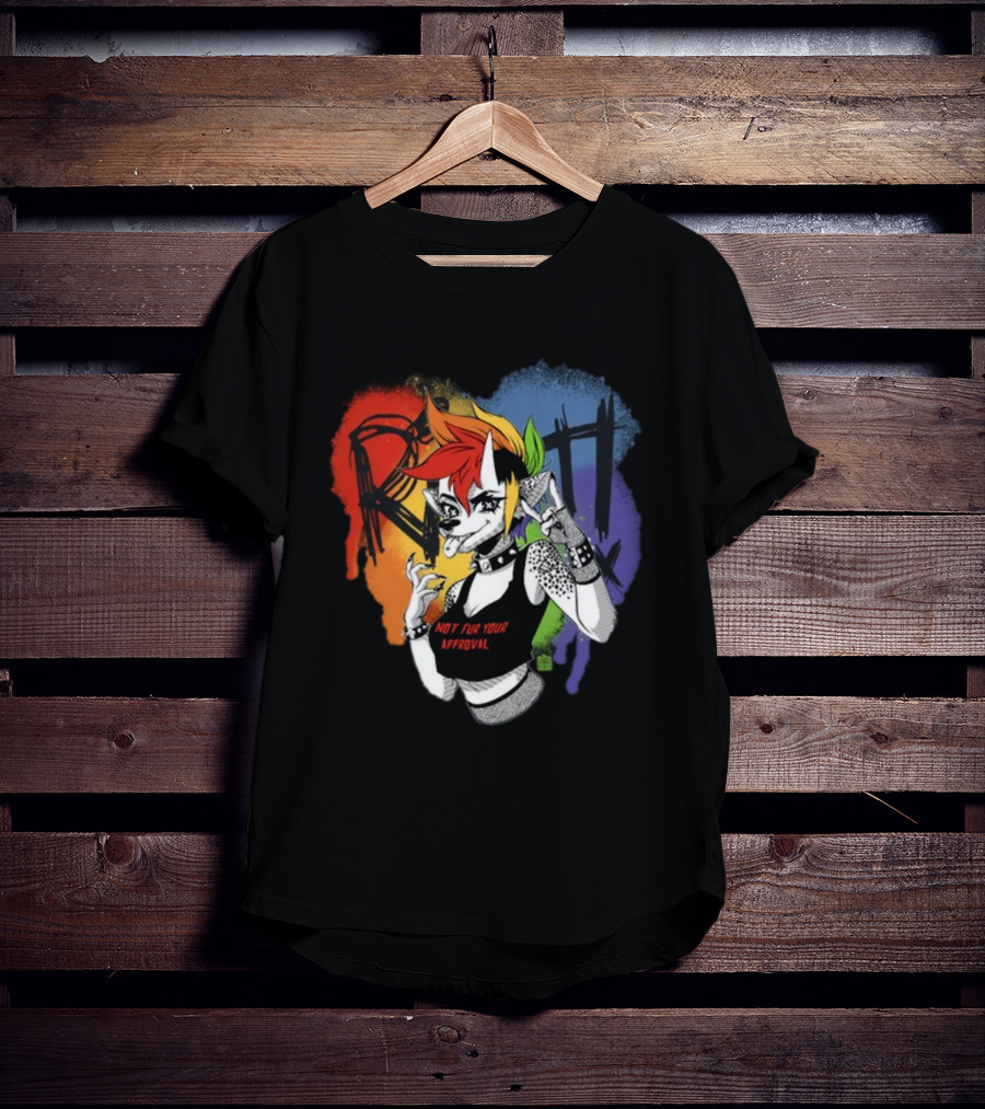Jtwusky Riot Rainbow Hyena Not Fur Your Approval Punk T-Shirt