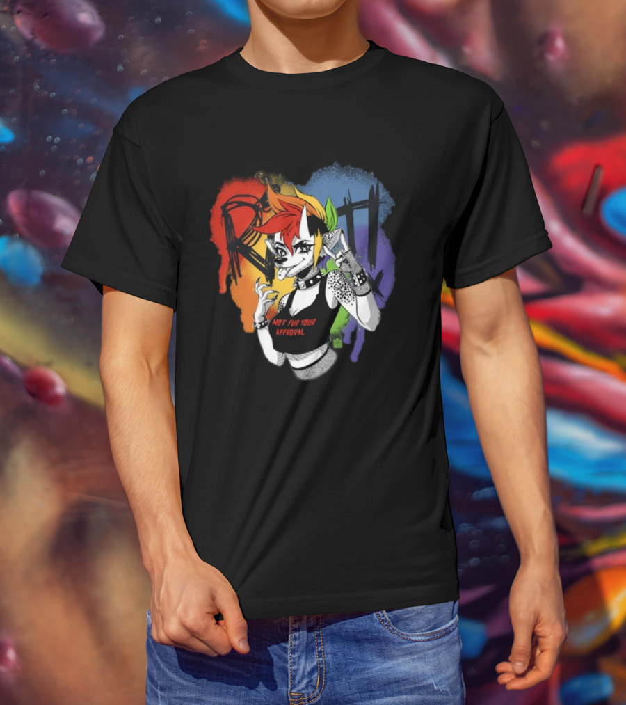 Jtwusky Riot Rainbow Hyena Not Fur Your Approval Punk T-Shirt