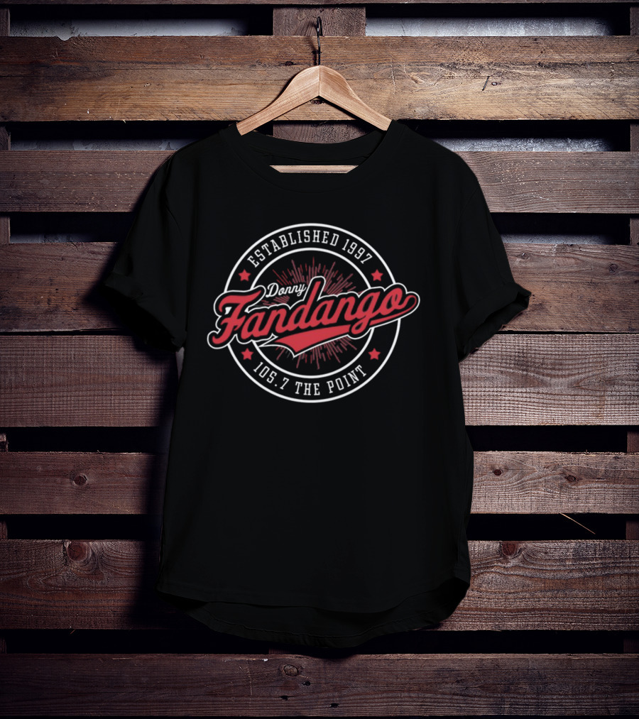 Established 1997 Donny Fandango 105.7 The Point Vintage Radio Emblem T-Shirt