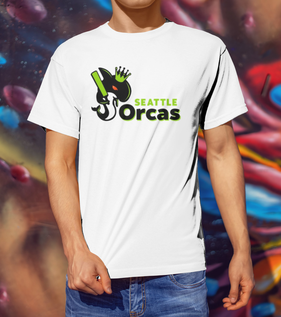 Franklin Leonard Seattle Orcas Crowned Orca With Bat T-Shirt
