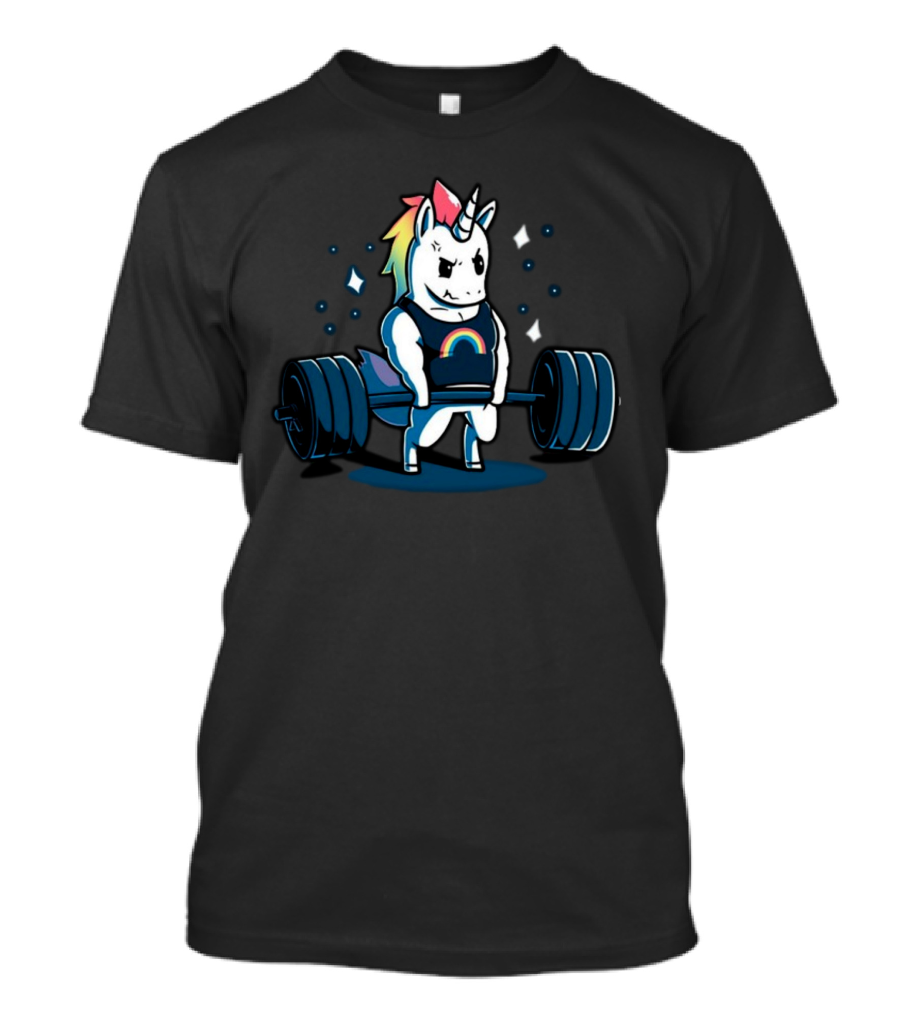 Pride Rainbow Unicorn Weightlifting Barbell T-Shirt