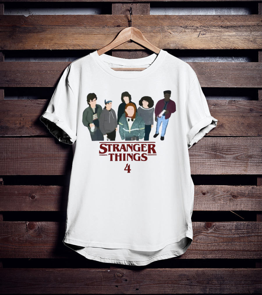 Stranger Things 4 Cast Illustration Steve Harrington Group T-Shirt