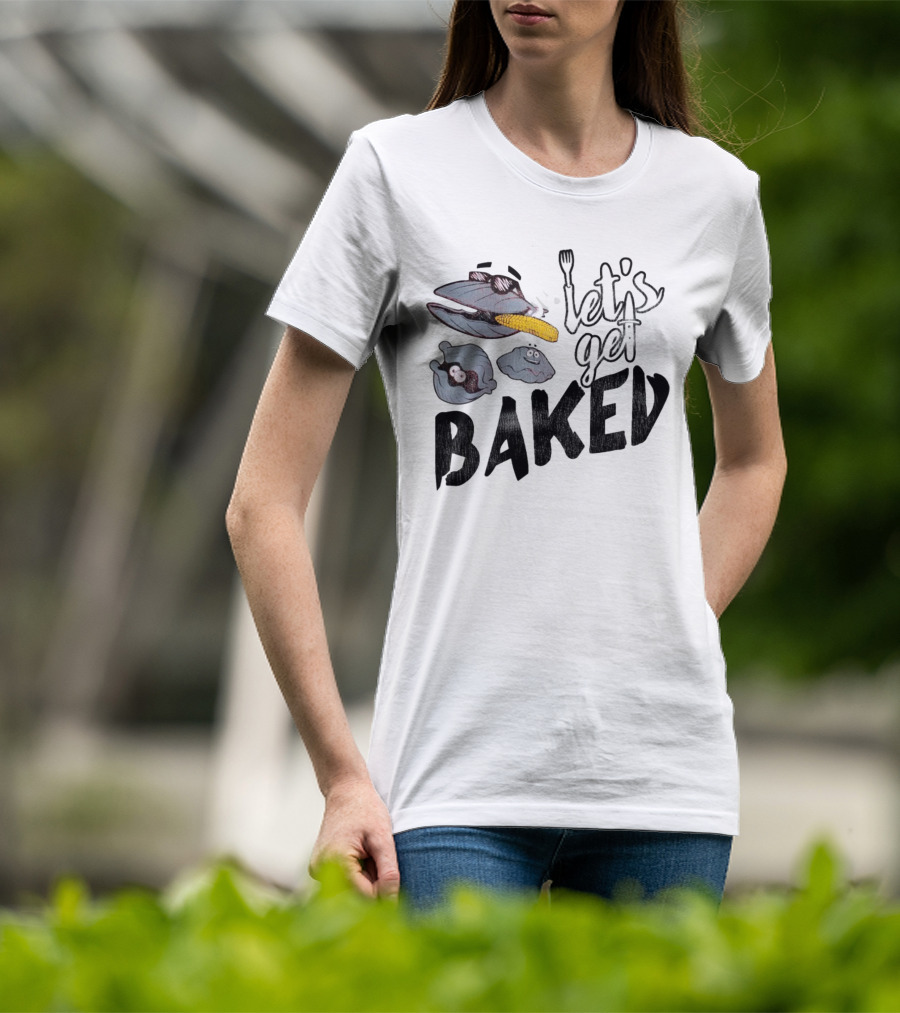 Cape Cod Clams Let's Get Baked With Corn And Cutlery Motif T-Shirt