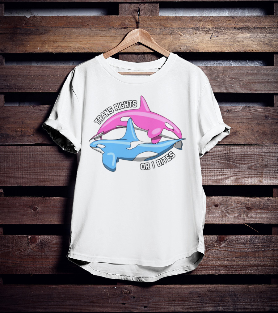 Trans Rights Or I Bites Pink And Blue Dolphins T-Shirt