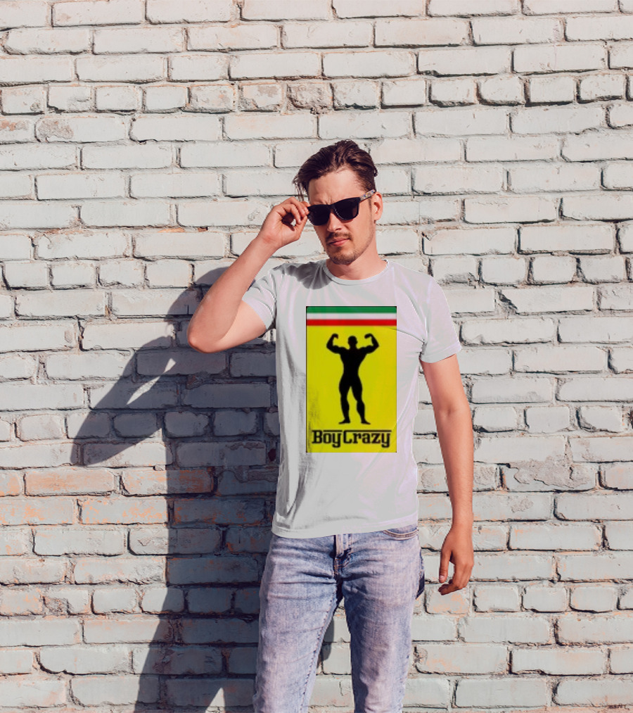 Boy Crazy Italia Bodybuilding Silhouette Italian Flag T-Shirt