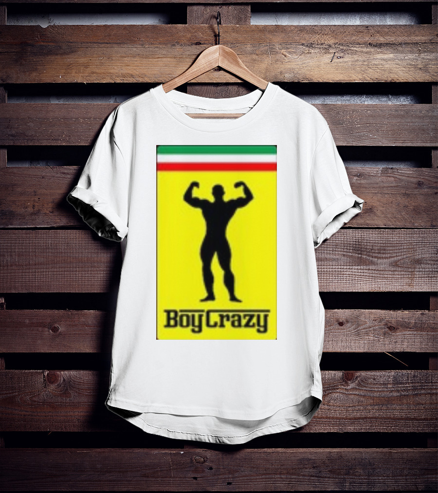 Boy Crazy Italia Bodybuilding Silhouette Italian Flag T-Shirt