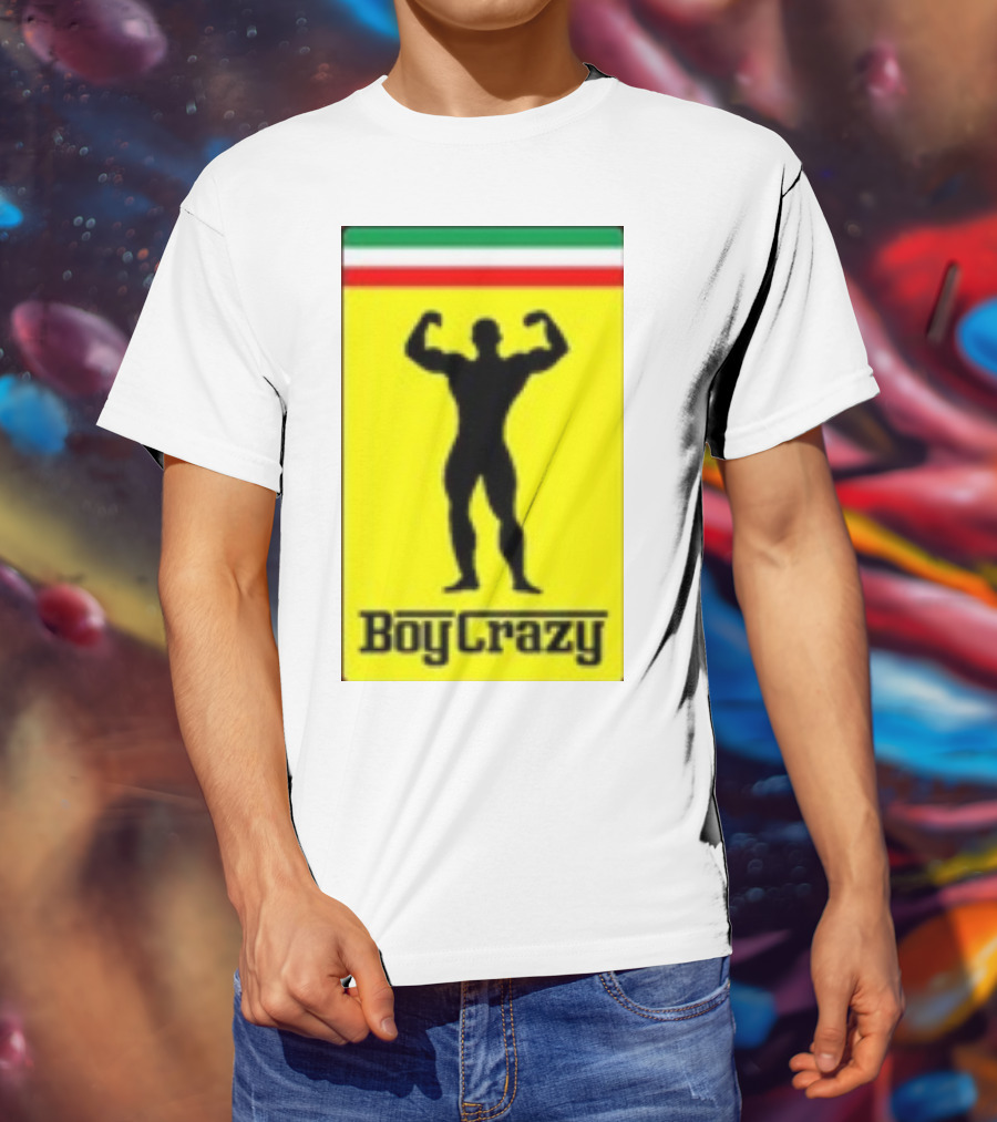 Boy Crazy Italia Bodybuilding Silhouette Italian Flag T-Shirt