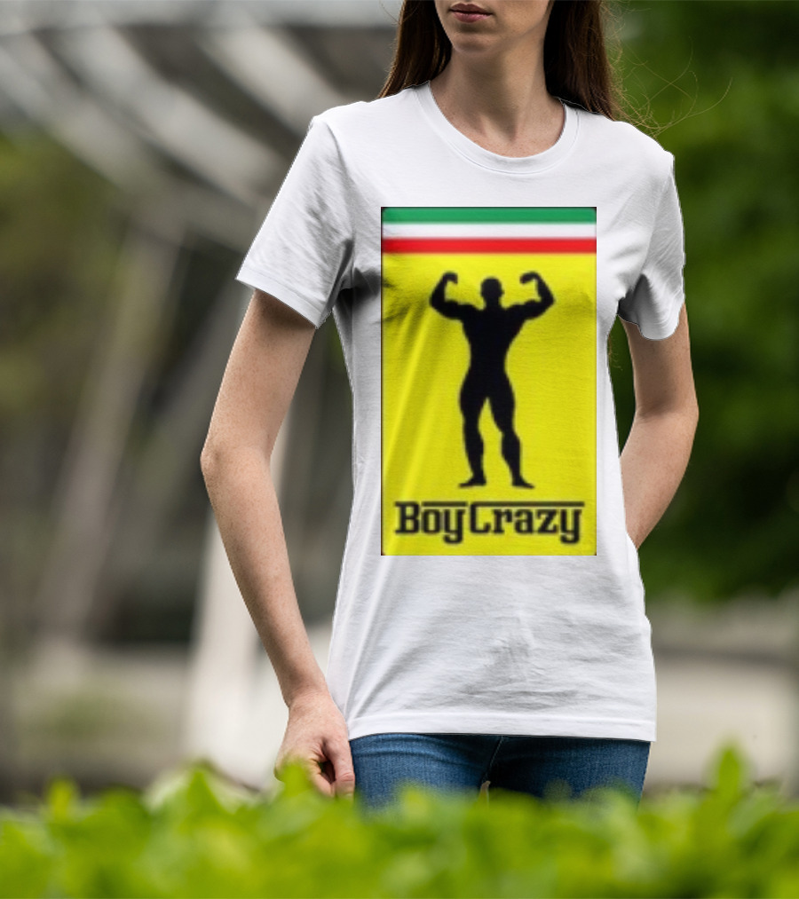 Boy Crazy Italia Bodybuilding Silhouette Italian Flag T-Shirt