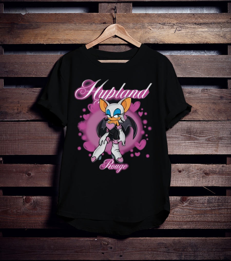 Hypland Rouge Bat Character Surrounded By Pink Hearts T-Shirt