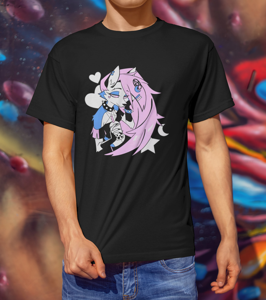 Trans Colored Loona Pastel Goth Aesthetic With Heart And Star Symbols T-Shirt