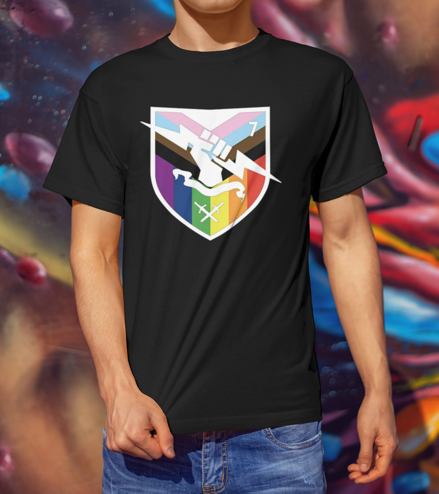 Bungie Pride Progress Flag Fist Lightning Shield T-Shirt