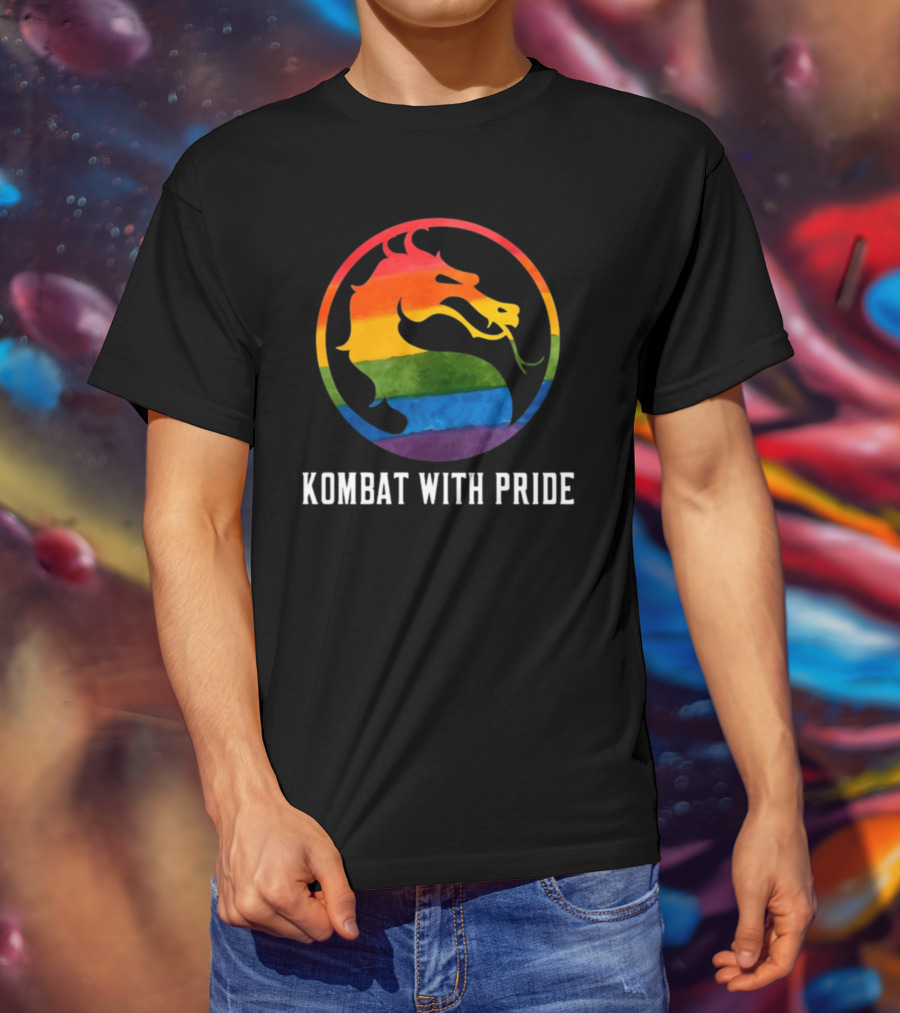 Kombat With Pride Rainbow Dragon Emblem T-Shirt