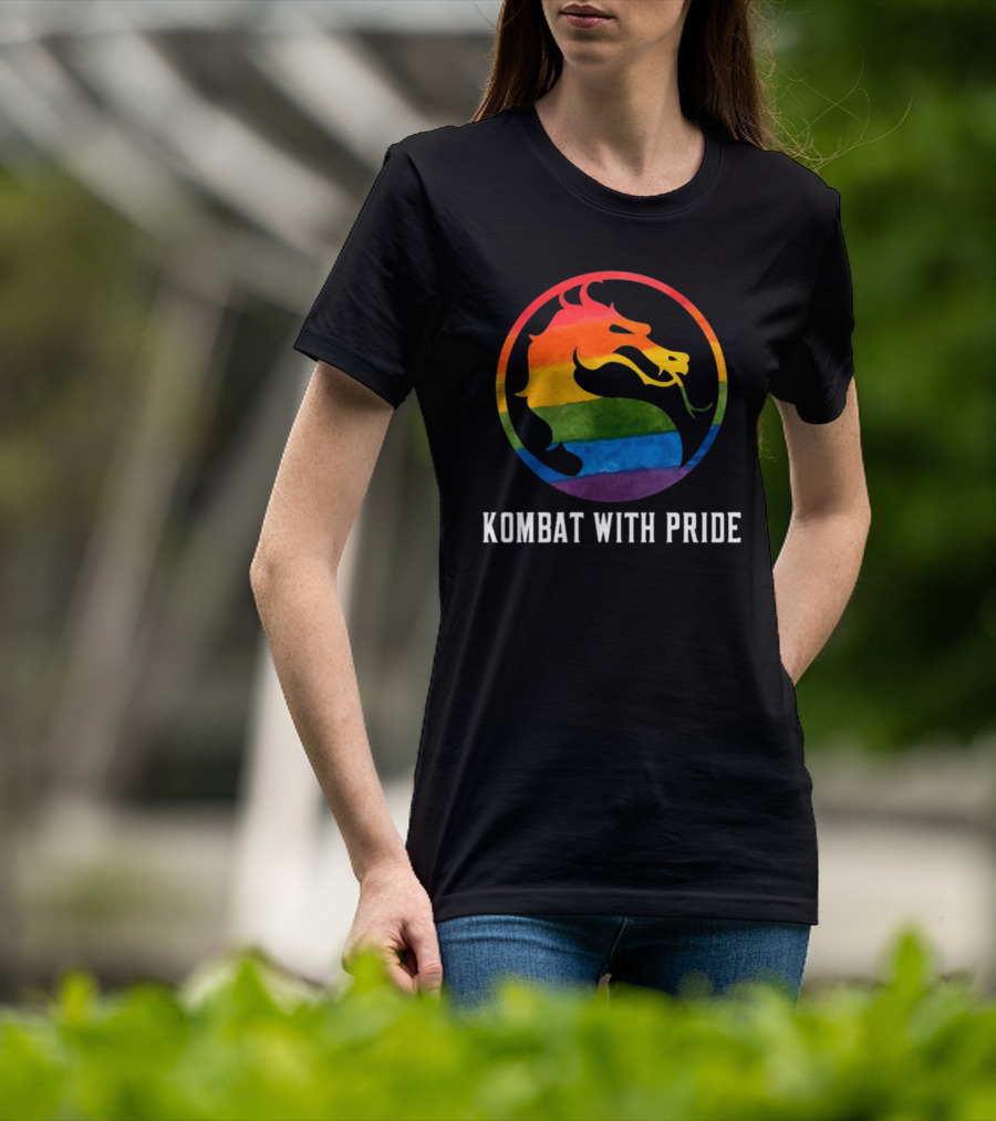 Kombat With Pride Rainbow Dragon Emblem T-Shirt