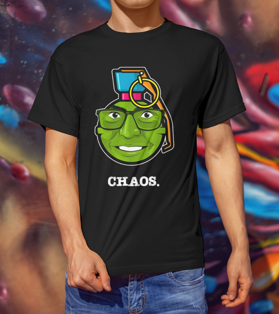 CHAOS Grenade Green Face With Glasses T-Shirt