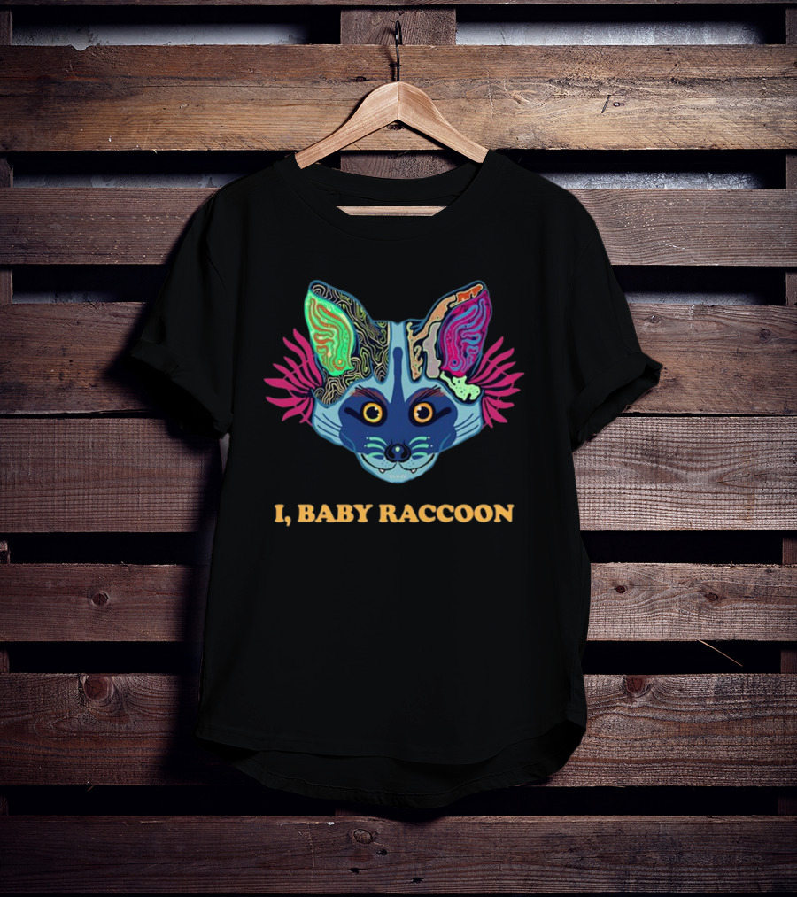 I Baby Raccoon Psychedelic Cat Face T-Shirt