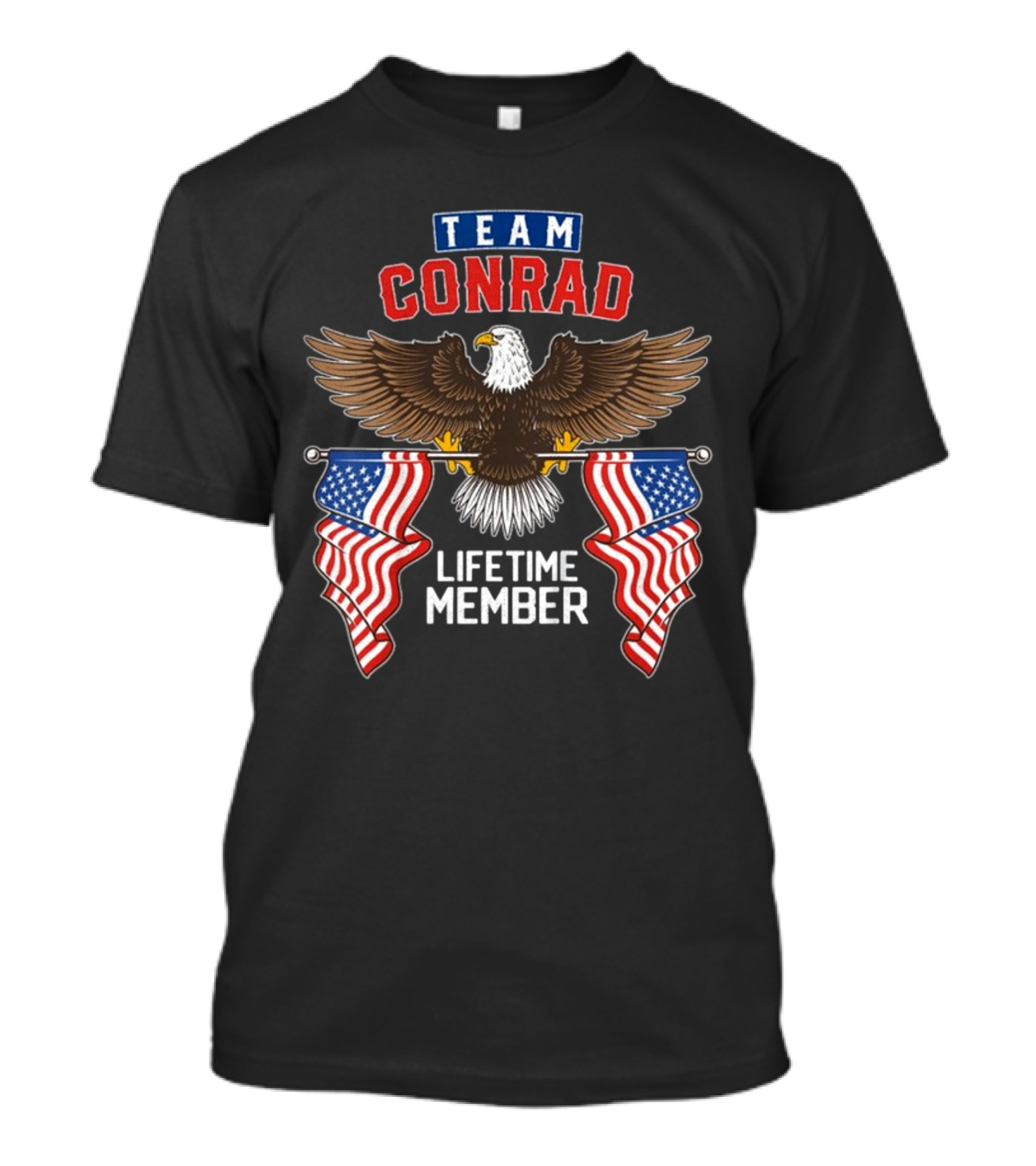 Team Conrad Lifetime Member American Eagle Flag T-Shirt