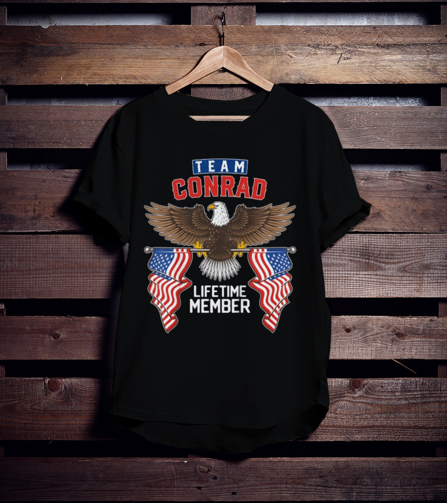 Team Conrad Lifetime Member American Eagle Flag T-Shirt