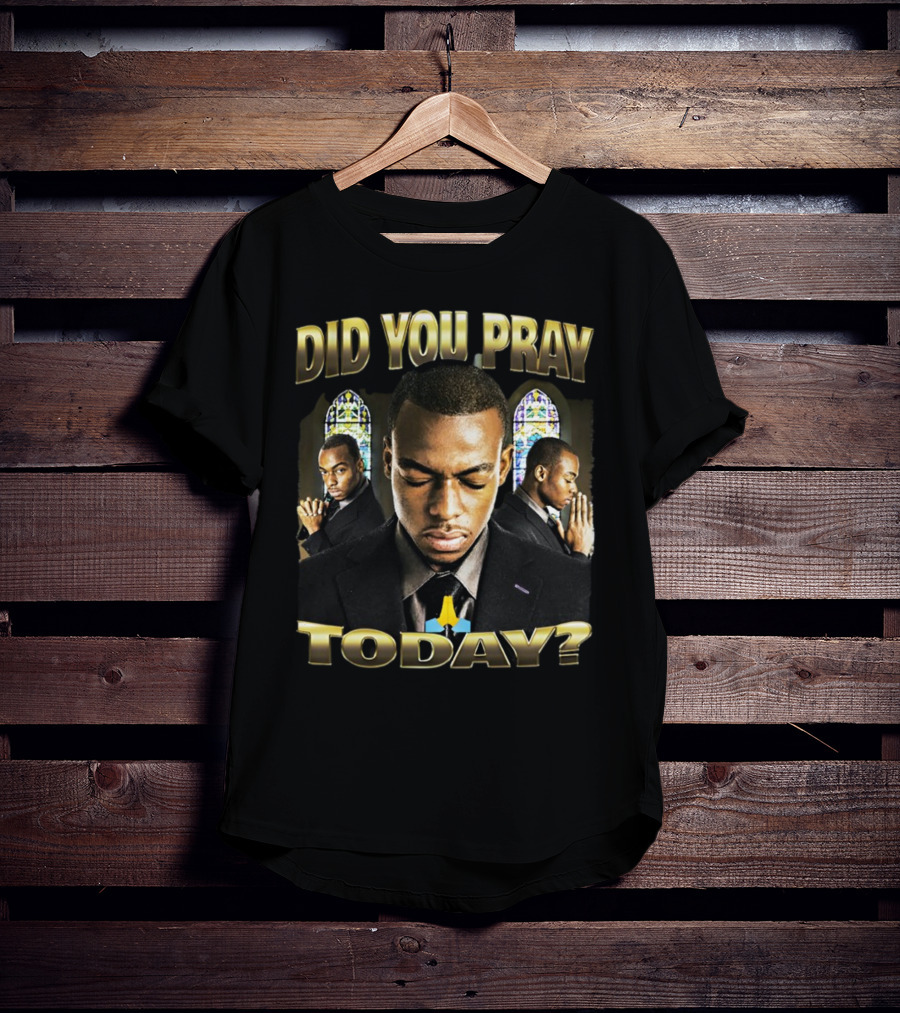 Did You Pray Today Reflective Prayer Stained Glass Background T-Shirt
