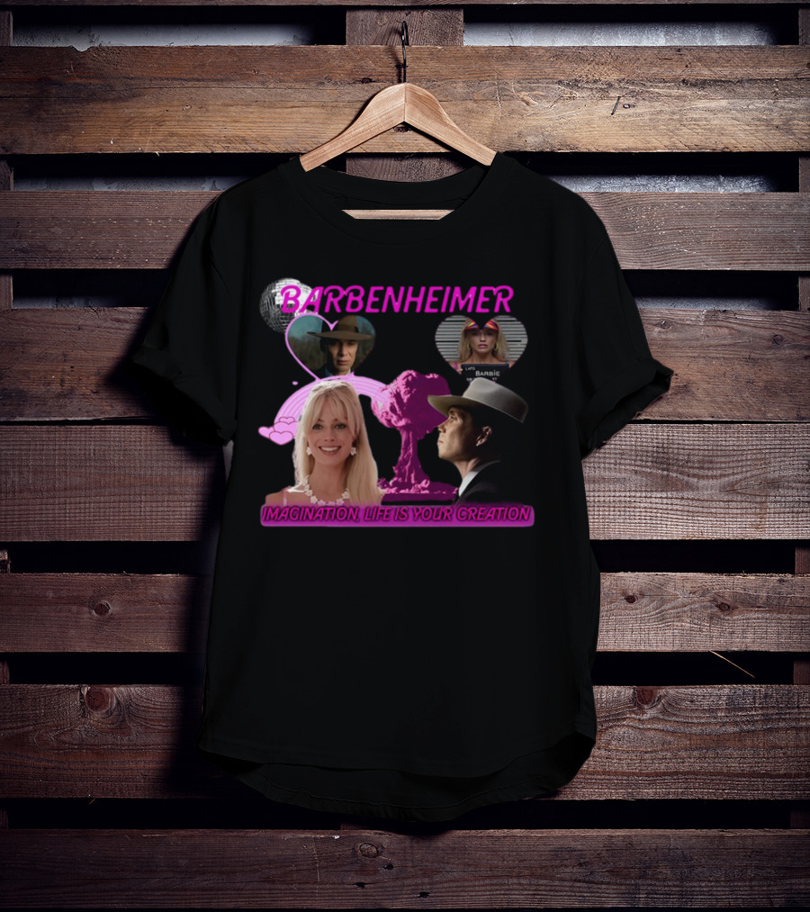 Barbenheimer Imagination Life Is Your Creation Barbie Oppenheimer Disco Heart Explosion T-Shirt