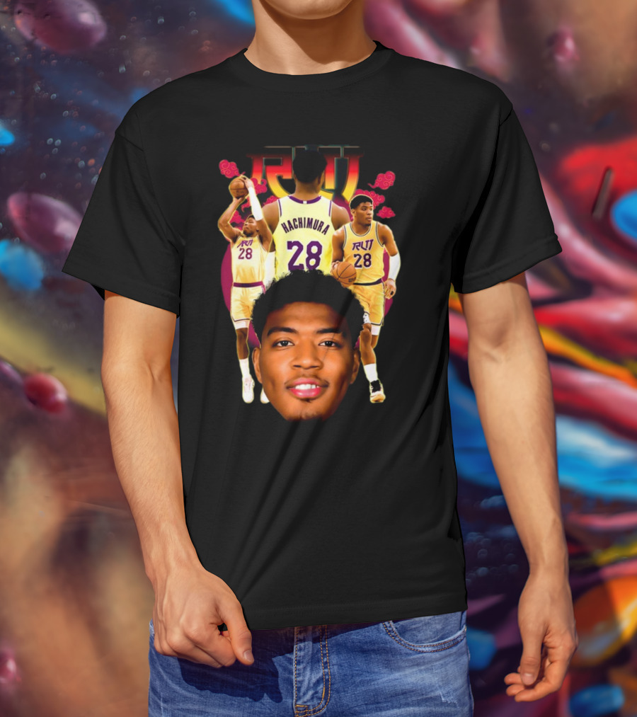 Rui Hachimura 28 Basketball Player Portrait Trio T-Shirt