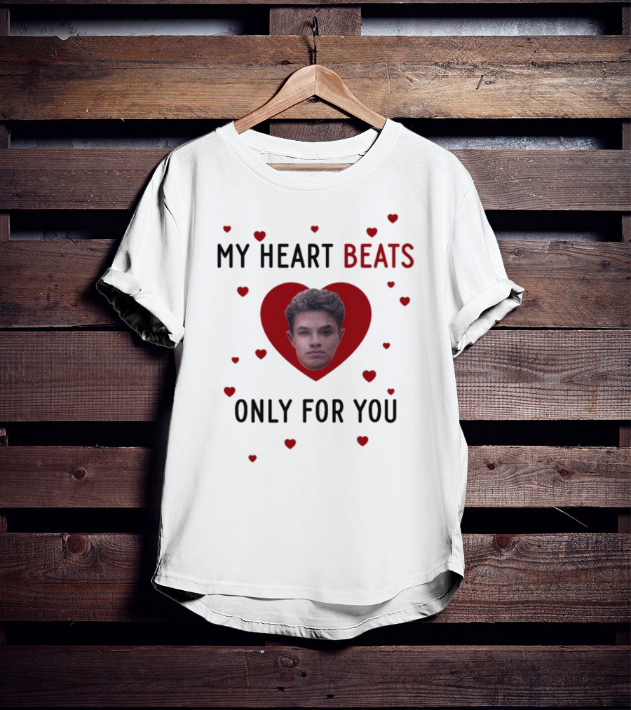 My Heart Beats Only For You Red Heart Face T-Shirt