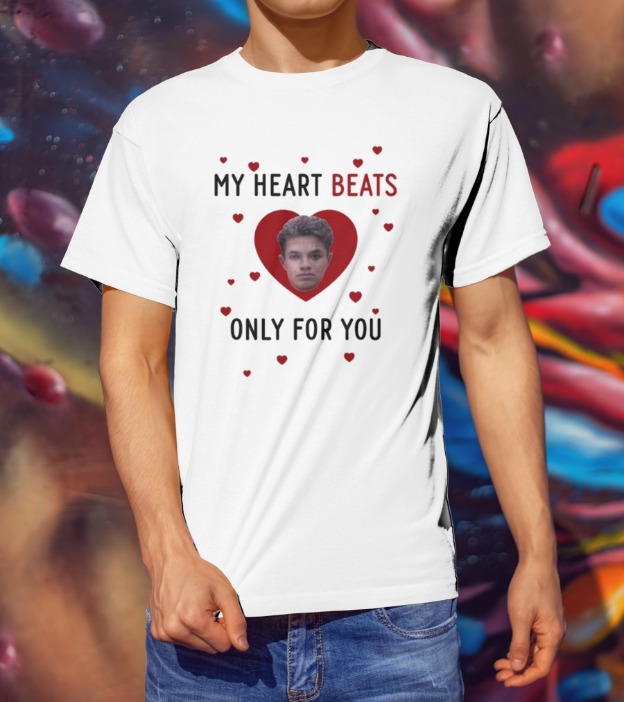 My Heart Beats Only For You Red Heart Face T-Shirt