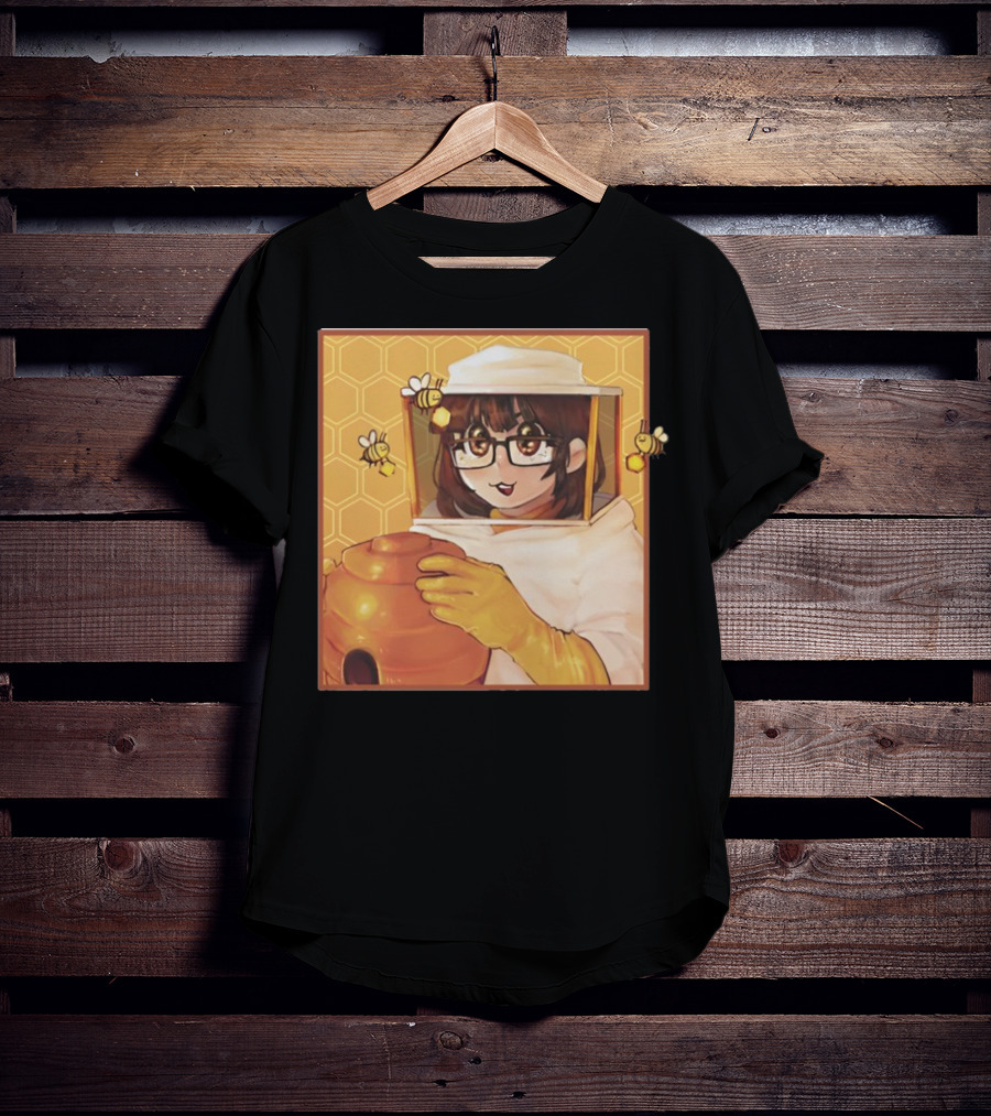 Bizabizow Bee Zabizow Honeycomb Beekeeper Anime Character With Bees And Honeycomb Background T-Shirt