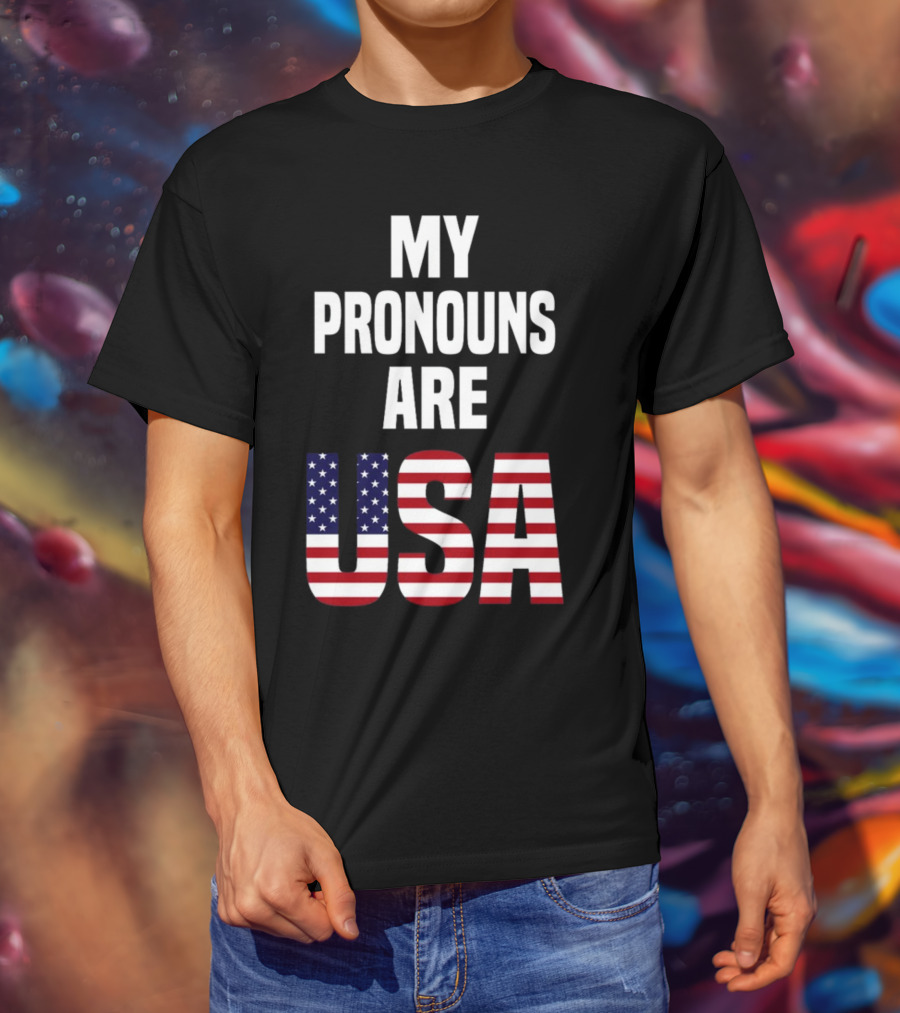 Enes Freedom My Pronouns Are USA American Flag T-Shirt