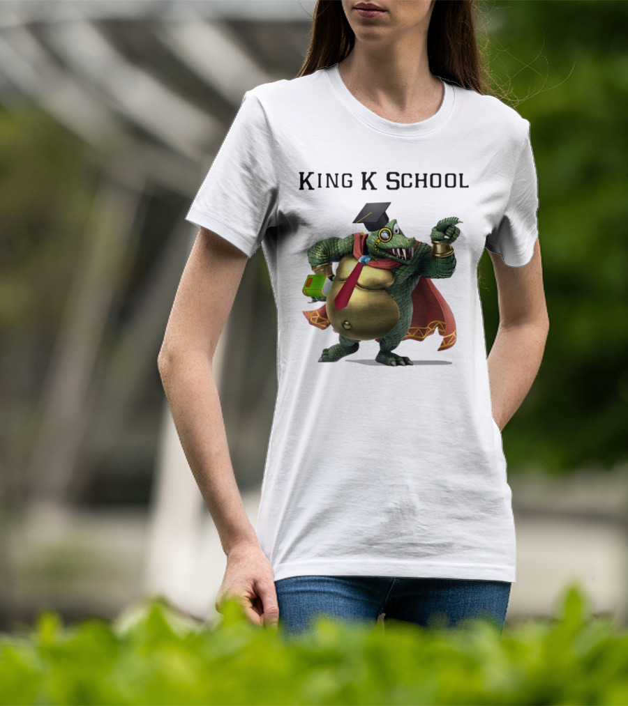 King K School Graduation Crocodile With Book And Cap T-Shirt