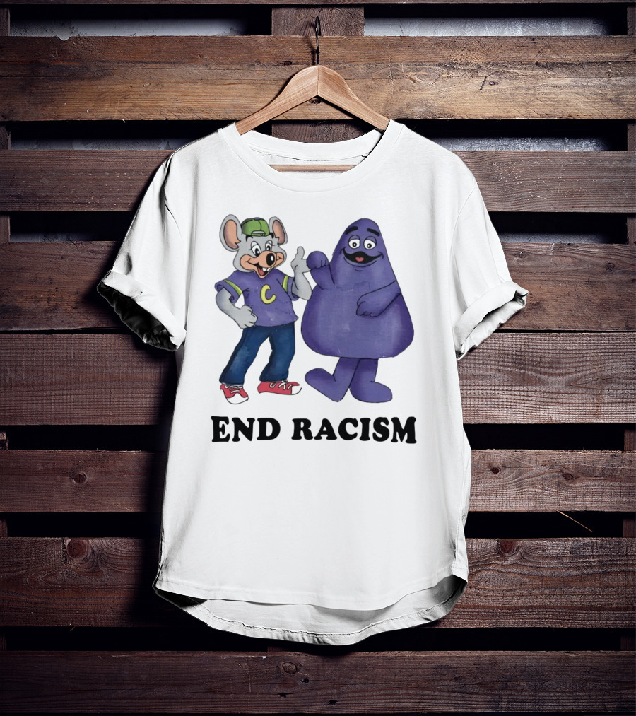 End Racism Aprilassembly Grimmace And Cartoon Mouse T-Shirt