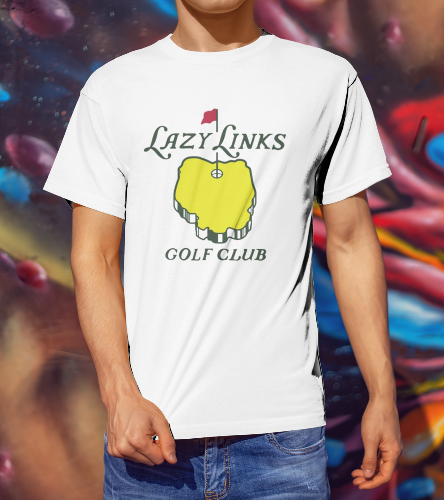 Lazy Links Golf Club Yellow Green Island Flag Green T-Shirt