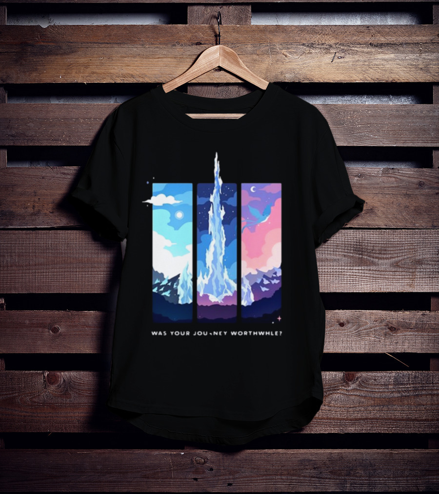 Was Your Journey Worthwhile Cosmic Mountain Sky Triptych T-Shirt