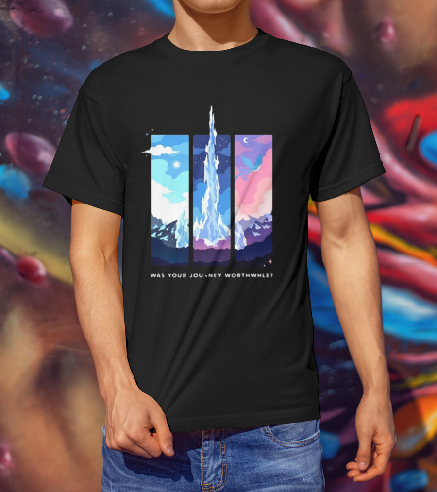 Was Your Journey Worthwhile Cosmic Mountain Sky Triptych T-Shirt