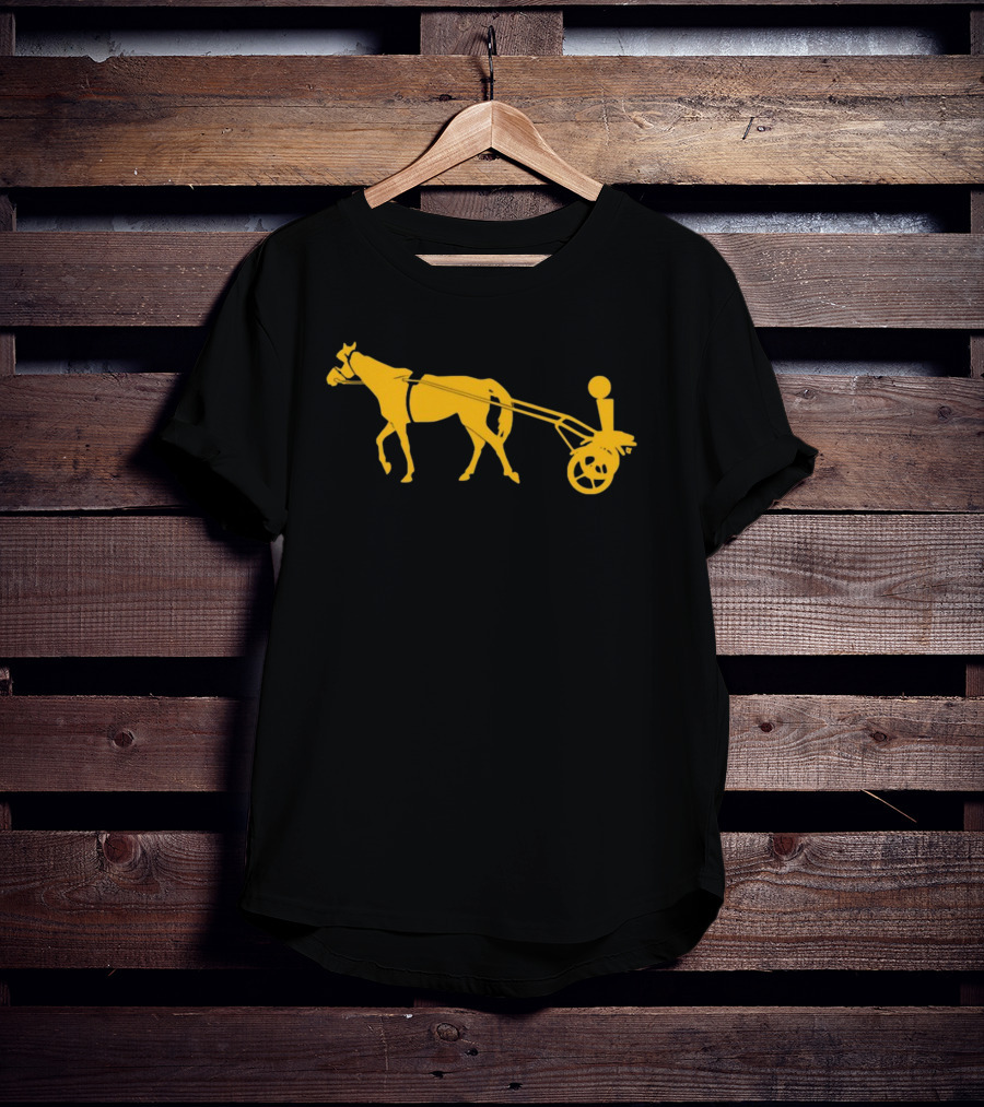 Horse Cart Silhouette With Rider In Yellow T-Shirt