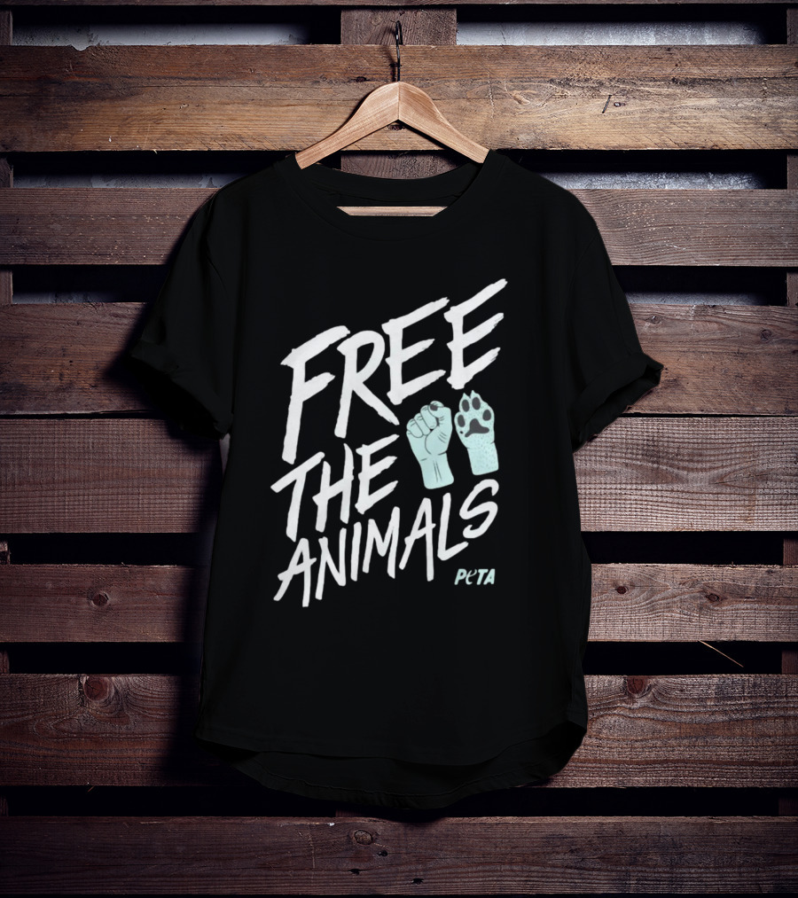 FREE THE ANIMALS PETA Fist And Paw T-Shirt