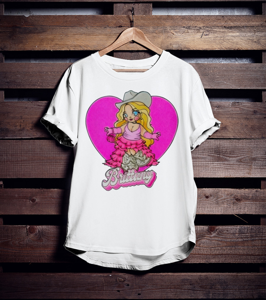 Brittany Heart Cowgirl Doll Boots Pink Ruffles Cartoon T-Shirt