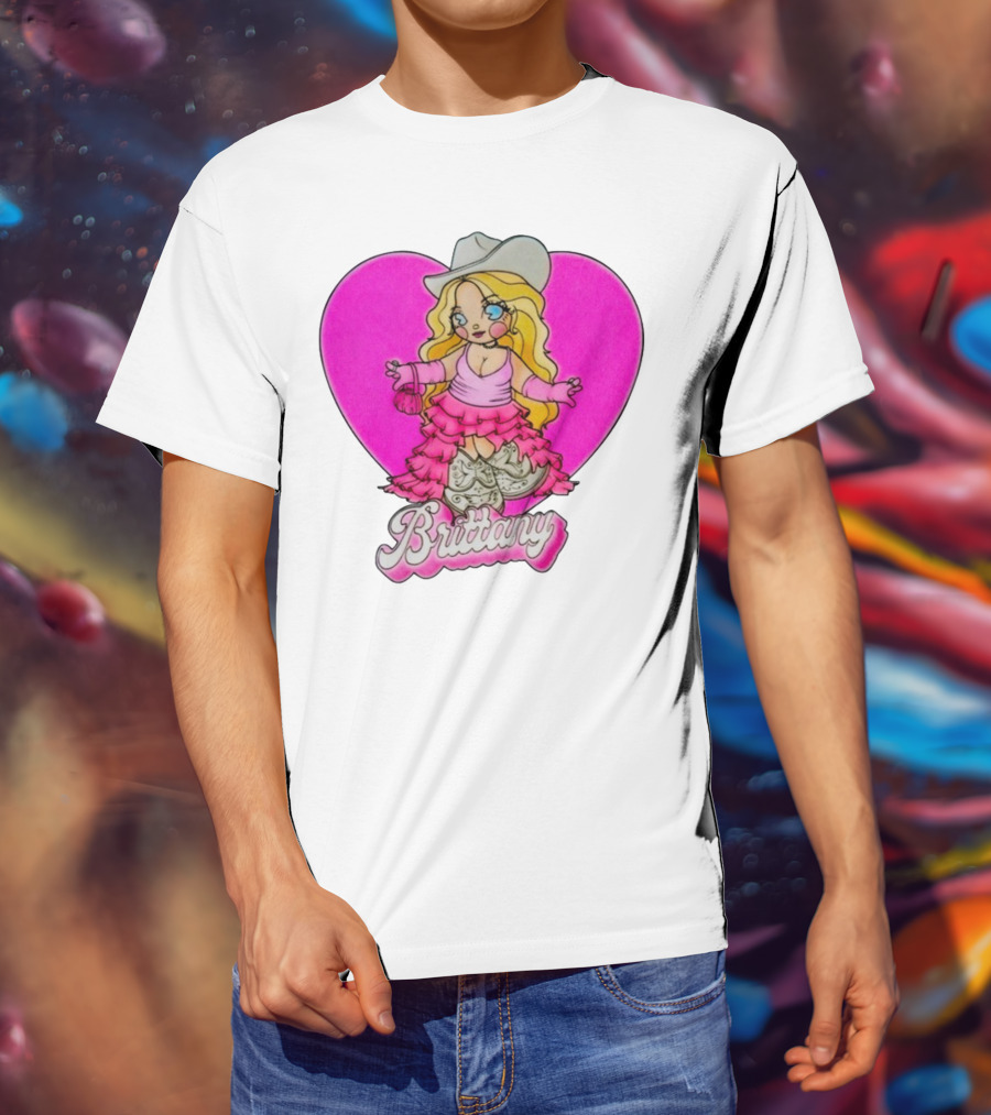 Brittany Heart Cowgirl Doll Boots Pink Ruffles Cartoon T-Shirt