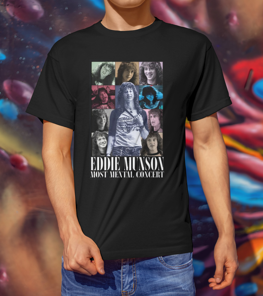 Eddie Munson Most Mental Concert Collage With Iconic Moments T-Shirt