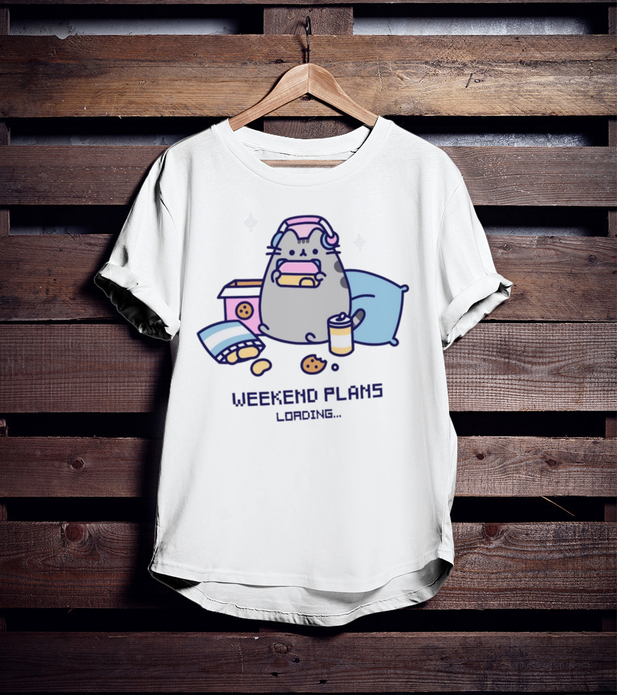 Weekend Plans Loading Pusheen Gaming Snacks Pillow T-Shirt