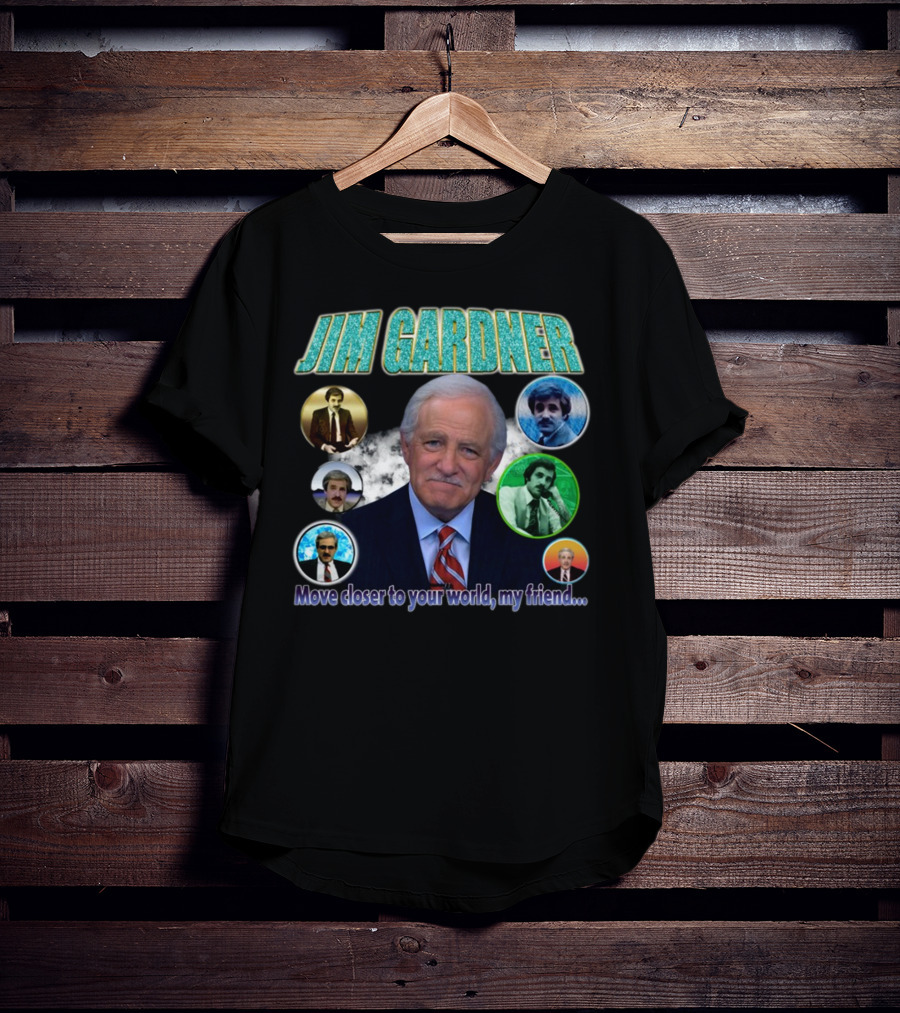 Jim Gardner Move Closer To Your World My Friend Retro Circle Montage T-Shirt