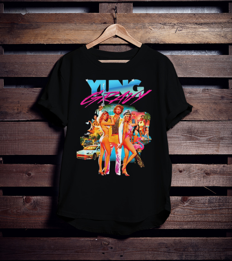 Yung Gravy Retro Miami Vice Aesthetic Vibrant Party Scene T-Shirt