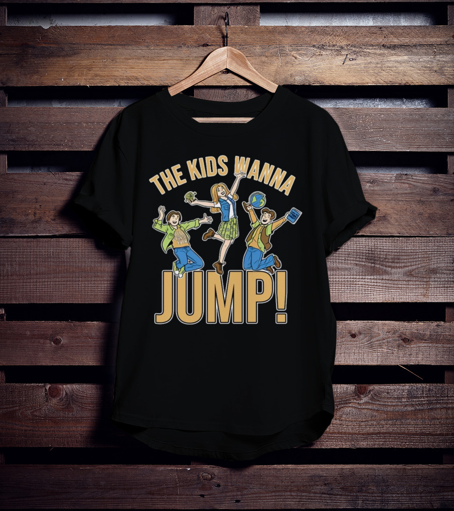The Kids Wanna Jump Enthusiastically With Books And Globe T-Shirt