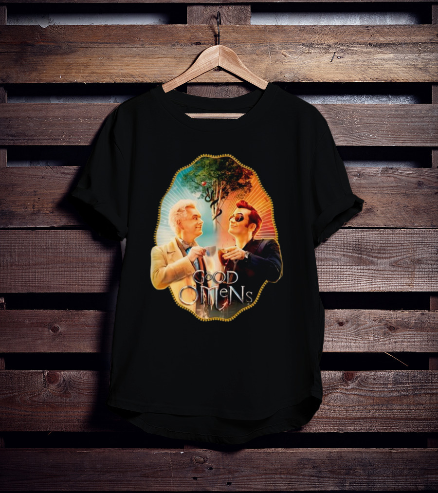 Good Omens A Toast To The World With Angel And Demon Under Tree T-Shirt