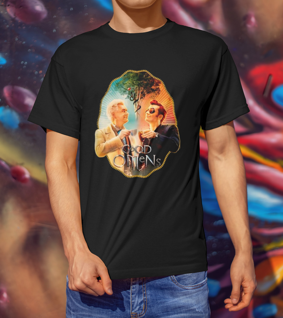 Good Omens A Toast To The World With Angel And Demon Under Tree T-Shirt