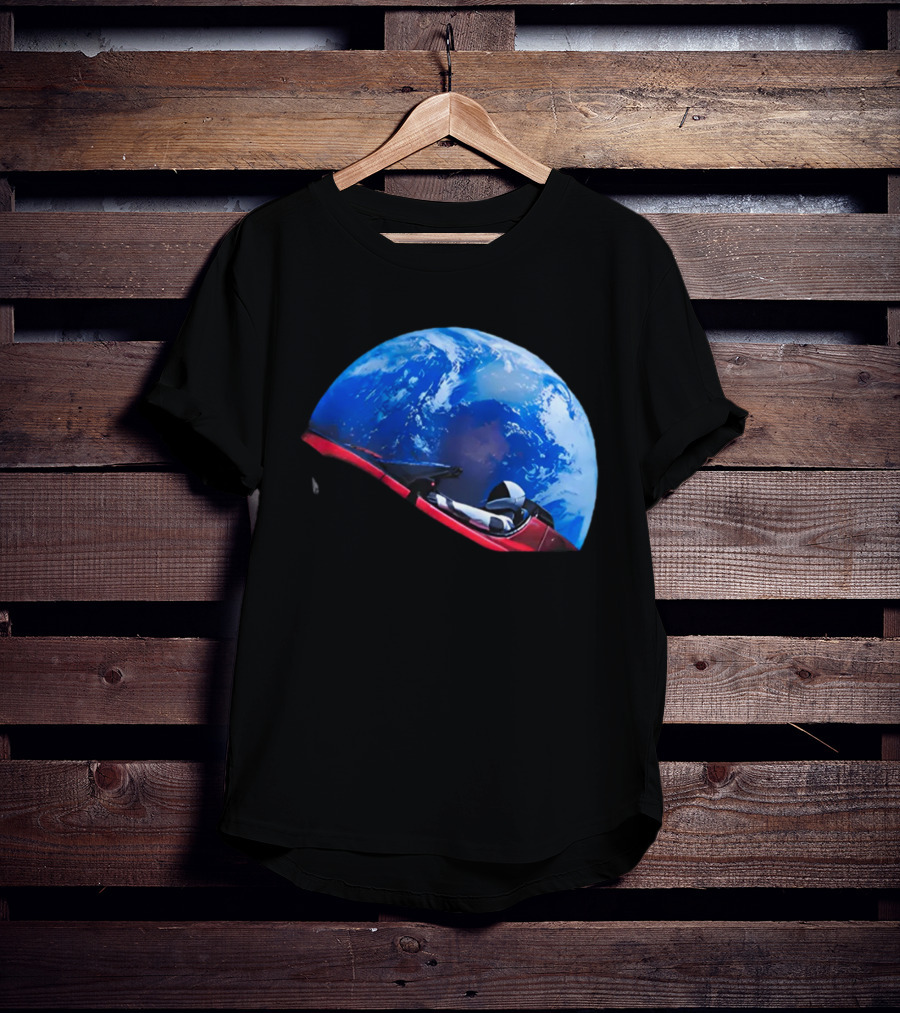 Spacex Starman In Tesla Roadster Orbiting Earth T-Shirt