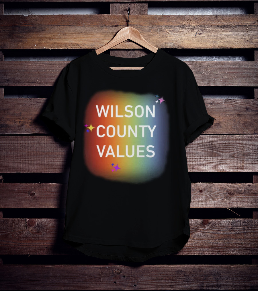 WILSON COUNTY VALUES Rainbow Colors With Stars T-Shirt