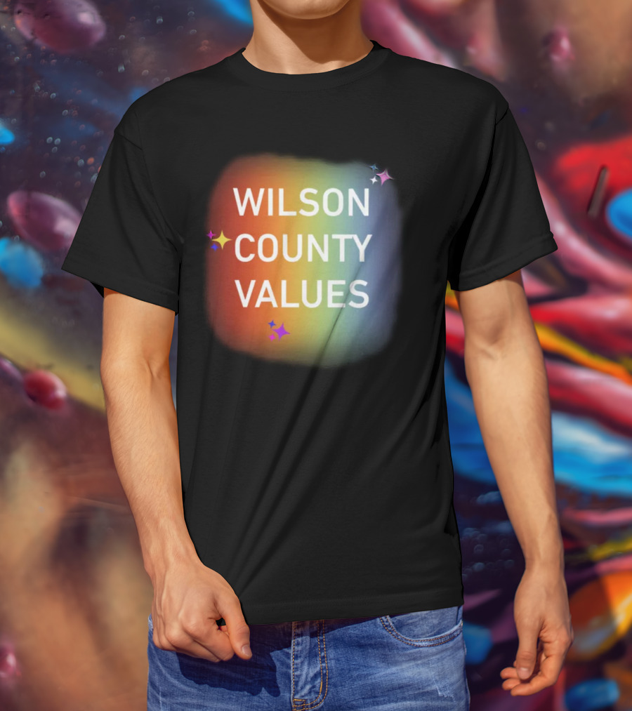 WILSON COUNTY VALUES Rainbow Colors With Stars T-Shirt