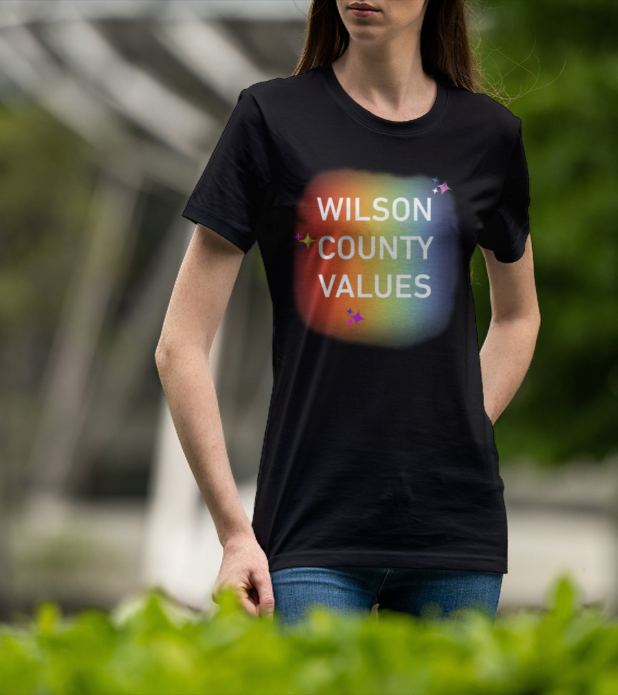WILSON COUNTY VALUES Rainbow Colors With Stars T-Shirt