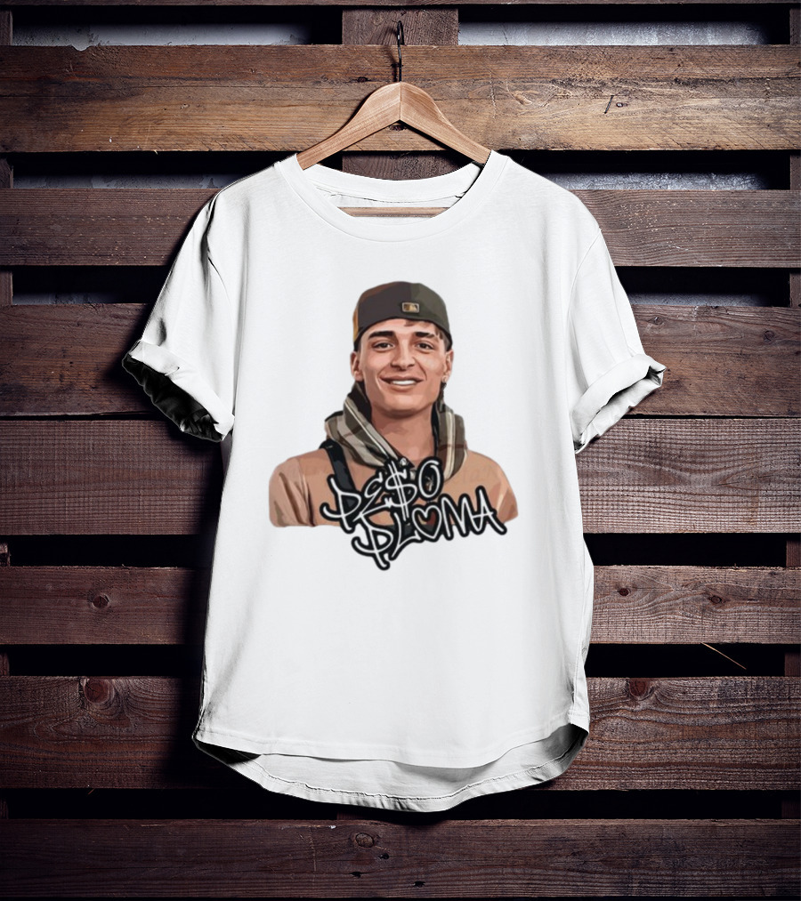 Peso Pluma Character Illustration With Baseball Cap And Scarf T-Shirt